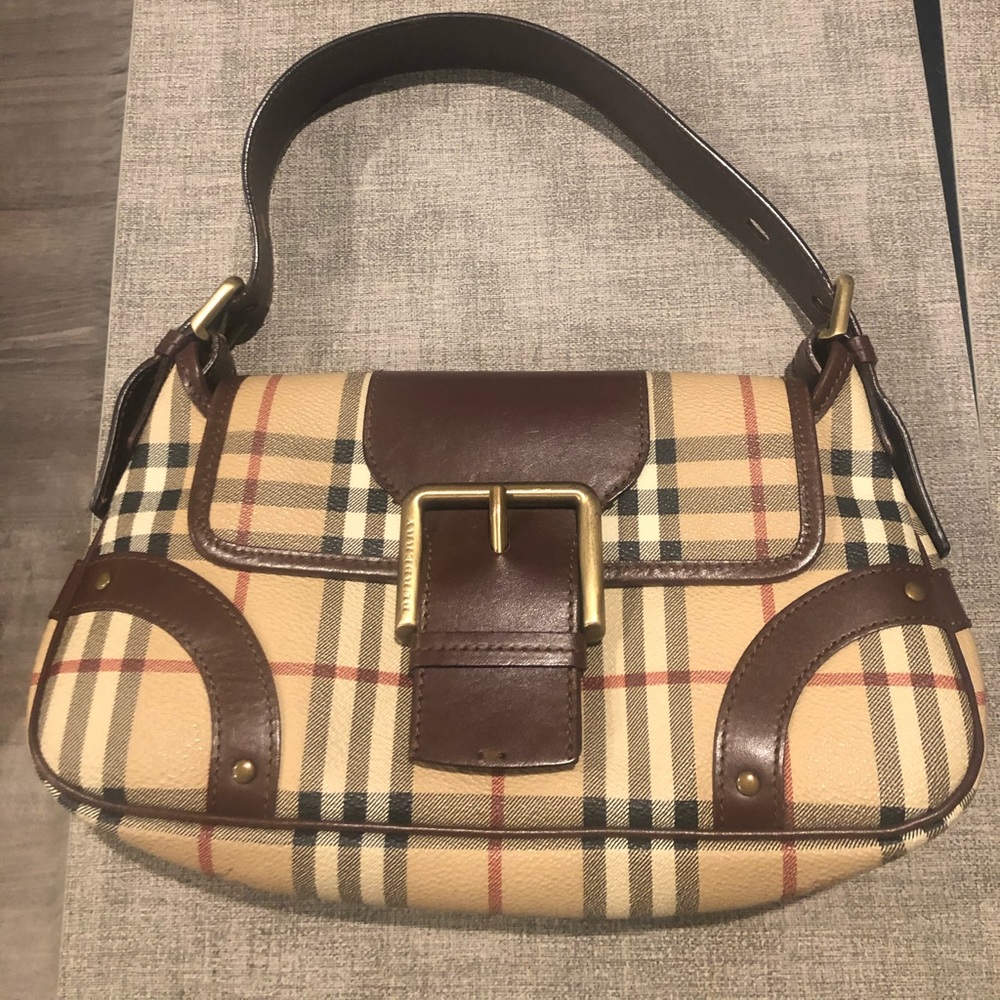 Burberry Haymarket Check Flap Shoulder Handbag